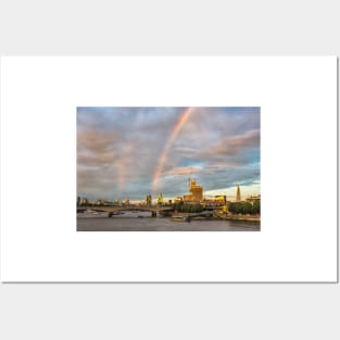 London Skyline With Rainbow Posters and Art